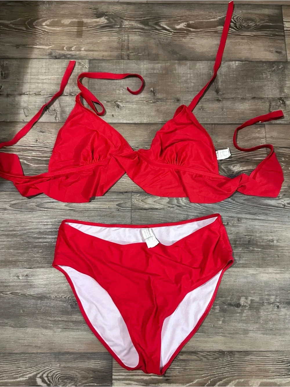 Boohoo Red Two-Piece Bikini Set